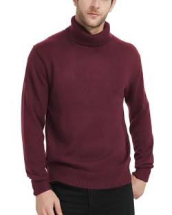 Kallspin Herren Pullover mit hohem Halsausschnitt und Langen Ärmeln Pullover aus Wollmischung(Burgund, L) von Kallspin