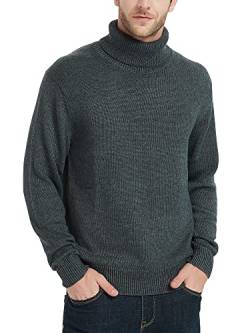 Kallspin Herren Pullover mit hohem Halsausschnitt und Langen Ärmeln Pullover aus Wollmischung(Dunkelgrau, 2XL) von Kallspin