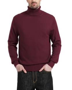 Kallspin Herren Rollkragen Strickpullover Langarm Turtle Neck Pullover aus Wollmischung(Burgund, 3XL-Tall) von Kallspin