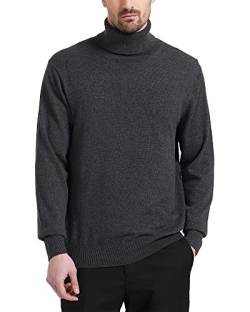 Kallspin Herren Rollkragen Strickpullover Langarm Turtle Neck Pullover aus Wollmischung(Grau, 2XL-Tall) von Kallspin