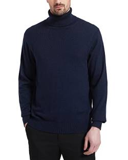 Kallspin Herren Rollkragen Strickpullover Langarm Turtle Neck Pullover aus Wollmischung(Marineblau, 3XL) von Kallspin