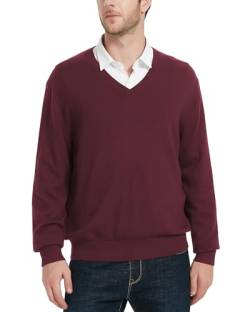 Kallspin Herren Strickpullover aus Wollmischung V-Ausschnitt Langarm Comfort Fit Pullover(Burgund, 2XL-Tall) von Kallspin