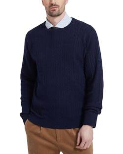 Kallspin Herren Wollmischung Zopfmuster Rundhalsausschnitt Pullover Sweater(Marineblau, XL-Tall) von Kallspin