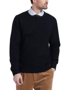Kallspin Herren Wollmischung Zopfmuster Rundhalsausschnitt Pullover Sweater(Schwarz, L) von Kallspin