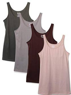 Kalon Damen 4er Pack Modern Busty Shelf Bra Cami Base Layer Camisole Tank Top, Erdtöne, Groß von Kalon