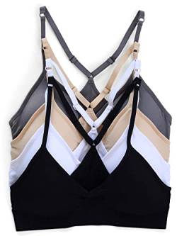 Kalon Damen 4er-Pack Racerback Sport Bralette Nahtloser Komfort-BH, Basics, S von Kalon