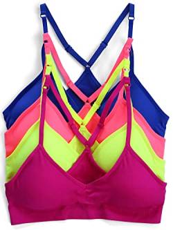 Kalon Damen 4er-Pack Racerback Sport Bralette Nahtloser kabelloser Komfort BH, Neons, X-Large von Kalon