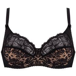 Gaia 534 Chantal Soft BH Damen Unterwäsche Spitze Seitenstäbchen Regulierbar Top Qualität EU, schwarz-braun,75F von Kamea