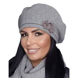 Kamea Dame Baskenmütze Winter Kopfbedeckung Warm Klassisch Wolle Helena, Braun,Einheitsgröße von Kamea