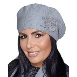 Kamea Dame Baskenmütze Winter Warm Klassisch Kopfbedeckung Feba, Grau,Einheitsgröße von Kamea