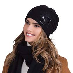 Kamea Dame Beanie Mütze Kopfbedeckung Winter Warm Dick Einfarbig Lajla, Schwarz,Einheitsgröße von Kamea
