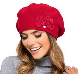 Kamea Damen Baskenmütze Kopfbedeckung Herbst Winter Arizona, Rot,Uni von Kamea