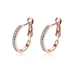 Kamise Creolen Rosegold, Creolen Damen Ohrringe, Kreolen in 21mm Größe, Kreis Rund Kreolen mit Weiß AAA Zirkonia, Allergenfrei Alltag Ohrschmuck mit Geschenkbox für Frau Mann Mädchen von Kamise