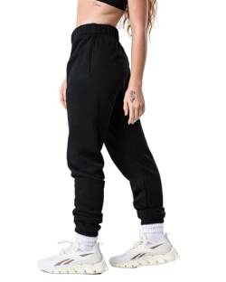 Kamo Fitness CozyTec Jogginghose mit hoher Taille für Damen, Baggy: Bequeme Loungehose mit Taschen aus weichem, dickem Fleece, Schwarz, Groß von Kamo Fitness