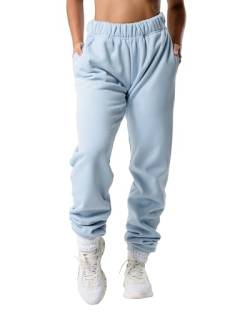 Kamo Fitness CozyTec Jogginghose mit hoher Taille für Damen, Baggy: Bequeme Loungehose mit Taschen aus weichem, dickem Fleece, Skyway, M von Kamo Fitness