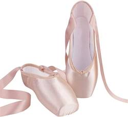 Tanzschuhe, Ballettschuhe, Mädchen Ballerina Ballett Spitzenschuhe Damen Satin Canvas Ballettschuhe for Tanzen (Color : Pink, Size : 34 EU) von KanDuo