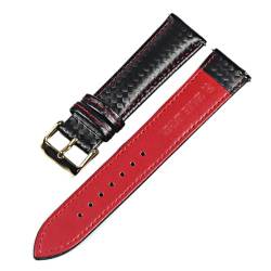 KanaAt LKQASD Armband aus echtem Leder, Karbonfaser-Maserung, Uhrenarmband, 18 mm, 20 mm, rote Nähte, orangefarbene Nähte, 22 mm, Schnellverschluss-Uhrenarmband (Color : Red line-G, Size : 18mm) von KanaAt