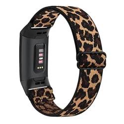 KanaAt LKQASD Elastisches Nylon-Uhrenarmband, kompatibel mit Charge 4 3 Armband, Sportstoffarmband Correa, kompatibel mit Charge 3 4 Band, gewebtes Armband (Color : Leopard, Size : Charge 4) von KanaAt