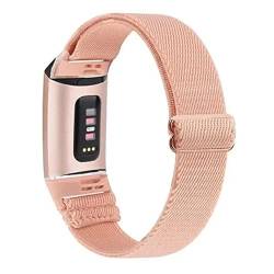 KanaAt LKQASD Elastisches Nylon-Uhrenarmband, kompatibel mit Charge 4 3 Armband, Sportstoffarmband Correa, kompatibel mit Charge 3 4 Band, gewebtes Armband (Color : Pink, Size : Charge 4) von KanaAt