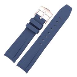 KanaAt LKQASD Gummi-Uhrenarmband, 20 mm, gebogenes Ende, weiches Silikon-Armband, Schwarz, Grün, Blau, Taucharmband (Color : Blue, Size : 20mm) von KanaAt