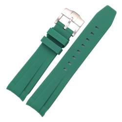 KanaAt LKQASD Gummi-Uhrenarmband, 20 mm, gebogenes Ende, weiches Silikon-Armband, Schwarz, Grün, Blau, Taucharmband (Color : Green, Size : 20mm) von KanaAt