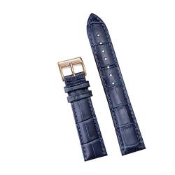 KanaAt LKQASD Uhrenarmbänder aus echtem Leder, 12/14/16/18/20/22/24 mm, Uhrenarmband, Stahldornschließe, Handgelenkgürtel, Armband + Werkzeug (Color : Dark Blue 2, Size : 22mm) von KanaAt