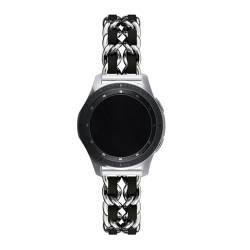 LKQASD 20 mm/22 mm Armband, kompatibel mit Galaxy Watch 6/5 Pro/4/Classic/Active 2, luxuriöses Leder- und Metallarmband, kompatibel mit dem Armband der Uhr GT2-2e-3 Pro (Color : 01 silver black, Siz von KanaAt