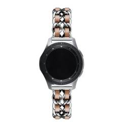 LKQASD 20 mm/22 mm Armband, kompatibel mit Galaxy Watch 6/5 Pro/4/Classic/Active 2, luxuriöses Leder- und Metallarmband, kompatibel mit dem Armband der Uhr GT2-2e-3 Pro (Color : 02 silver brown, Siz von KanaAt