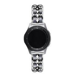 LKQASD 20 mm/22 mm Armband, kompatibel mit Galaxy Watch 6/5 Pro/4/Classic/Active 2, luxuriöses Leder- und Metallarmband, kompatibel mit dem Armband der Uhr GT2-2e-3 Pro (Color : 03 silver gray, Size von KanaAt