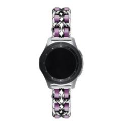 LKQASD 20 mm/22 mm Armband, kompatibel mit Galaxy Watch 6/5 Pro/4/Classic/Active 2, luxuriöses Leder- und Metallarmband, kompatibel mit dem Armband der Uhr GT2-2e-3 Pro (Color : 04 silver purple, Si von KanaAt