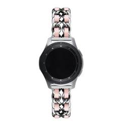 LKQASD 20 mm/22 mm Armband, kompatibel mit Galaxy Watch 6/5 Pro/4/Classic/Active 2, luxuriöses Leder- und Metallarmband, kompatibel mit dem Armband der Uhr GT2-2e-3 Pro (Color : 06 silver pink, Size von KanaAt