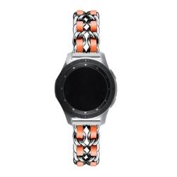 LKQASD 20 mm/22 mm Armband, kompatibel mit Galaxy Watch 6/5 Pro/4/Classic/Active 2, luxuriöses Leder- und Metallarmband, kompatibel mit dem Armband der Uhr GT2-2e-3 Pro (Color : 07 silver orange, Si von KanaAt