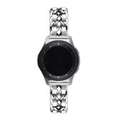 LKQASD 20 mm/22 mm Armband, kompatibel mit Galaxy Watch 6/5 Pro/4/Classic/Active 2, luxuriöses Leder- und Metallarmband, kompatibel mit dem Armband der Uhr GT2-2e-3 Pro (Color : 08 silver silver, Si von KanaAt
