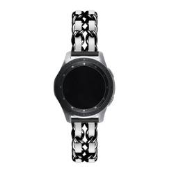 LKQASD 20 mm/22 mm Armband, kompatibel mit Galaxy Watch 6/5 Pro/4/Classic/Active 2, luxuriöses Leder- und Metallarmband, kompatibel mit dem Armband der Uhr GT2-2e-3 Pro (Color : 10 black white, Size von KanaAt