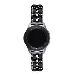LKQASD 20 mm/22 mm Armband, kompatibel mit Galaxy Watch 6/5 Pro/4/Classic/Active 2, luxuriöses Leder- und Metallarmband, kompatibel mit dem Armband der Uhr GT2-2e-3 Pro (Color : 11 dark black, Size von KanaAt