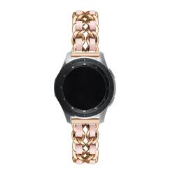 LKQASD 20 mm/22 mm Armband, kompatibel mit Galaxy Watch 6/5 Pro/4/Classic/Active 2, luxuriöses Leder- und Metallarmband, kompatibel mit dem Armband der Uhr GT2-2e-3 Pro (Color : 12 rose pink, Size : von KanaAt