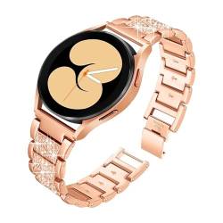 LKQASD Diamantarmband kompatibel mit Galaxy Watch 6/4/Classic/5/pro/Active 2 40 mm 44 mm 20 22 mm Metallgliederarmband kompatibel mit GT 2e-3-pro Band (Color : Rose gold 04, Size : 20mm band) von KanaAt