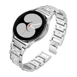 LKQASD Diamantarmband kompatibel mit Galaxy Watch 6/4/Classic/5/pro/Active 2 40 mm 44 mm 20 22 mm Metallgliederarmband kompatibel mit GT 2e-3-pro Band (Color : Silver 01, Size : Galaxy 4 44mm) von KanaAt