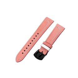 LKQASD Echtes Lederarmband, 22 mm, 20 mm, kompatibel mit Watch GT 2, Armband, kompatibel mit Galaxy Watch, 46 mm, 42 mm, kompatibel mit Smartwatch (Color : Pink, Size : 20mm) von KanaAt