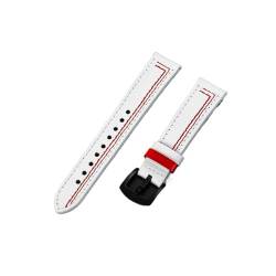 LKQASD Echtes Lederarmband, 22 mm, 20 mm, kompatibel mit Watch GT 2, Armband, kompatibel mit Galaxy Watch, 46 mm, 42 mm, kompatibel mit Smartwatch (Color : White, Size : 22mm) von KanaAt