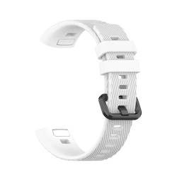 LKQASD Kompatibel mit Band 4 Pro TER-B29S Smartwatch, Silikon-Uhrenarmband, Sportuhrenarmbänder, Uhrenarmband, kompatibel mit Band 3/3 Pro (Color : White, Size : 19mm) von KanaAt