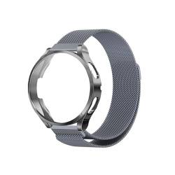 LKQASD Metallarmband kompatibel mit Galaxy Watch 4 5 6 Active 2 40 mm 44 mm Band kompatibel mit Watch 3 4 Classic Milanese Magnetschlaufe Ersatzarmband (Color : Grey Strap Set, Size : Active 2 40mm von KanaAt