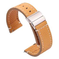 LKQASD Weiches Echtleder Smart Watch Band 18 20 22 24mm Damen Herren Rindslederarmband Braun Schwarz Schnellverschluss Armband Armband (Color : Brown, Size : 18mm) von KanaAt