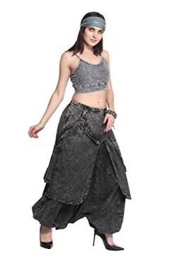 Haremshose Yogahose Bohohose Pumphose Pants Goa Hippie Freizeithose Damen und Herren Nepal Style (XL, Grau) von Kanchan Crafts
