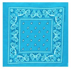 Kandharis Bandana Vierecktuch Kopftuch in Paisley Muster aus Baumwolle 55cmx55cm Hellblau von Kandharis