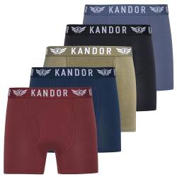 Kandor Bambus Boxershorts Herren – 5er Pack, Weich, Atmungsaktiv Unterwäsche für Männer, Herren- Unterhosen aus Bambus Viscose und Baumwolle, Einfarbig & Schwarz Boxer Set, M, Mixpack Schw-Olive von Kandor