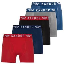 Kandor Bambus Boxershorts Herren – 5er Pack, Weich, Atmungsaktiv Unterwäsche für Männer, Herren- Unterhosen aus Bambus Viscose und Baumwolle, Einfarbig & Schwarz Boxer Set, Mixpack blau-rot, M von Kandor