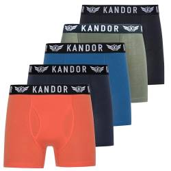 Kandor Bambus Boxershorts Herren – 5er Pack, Weich, Atmungsaktiv Unterwäsche für Männer, Herren- Unterhosen aus Bambus Viscose und Baumwolle, Einfarbig & Schwarz Boxer Set, Set in Orange, L von Kandor