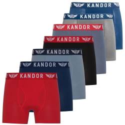 Kandor Bambus Boxershorts Herren – 7er Pack, Weich, Atmungsaktiv Unterwäsche für Männer, Herren- Unterhosen aus Bambus Viscose und Baumwolle, Einfarbig & Schwarz Boxer Briefs Set, Blau-Rot, L von Kandor