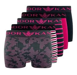 Kandor Baumwoll Boxershorts Herren – 5er, 6er Pack, Bunte, Schwarze & Farbige Unterhosen für Männer Set, Dehnbare Herren-Unterwäsche aus weiche Baumwolle, Slipboxer mit Gummibund, Alls-pink, XXL von Kandor